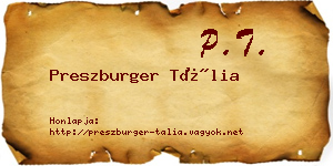Preszburger Tália névjegykártya